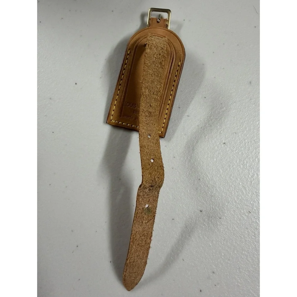Louis Vuitton Luggage Tag Vintage Retro Leather Made in Paris France Vachetta